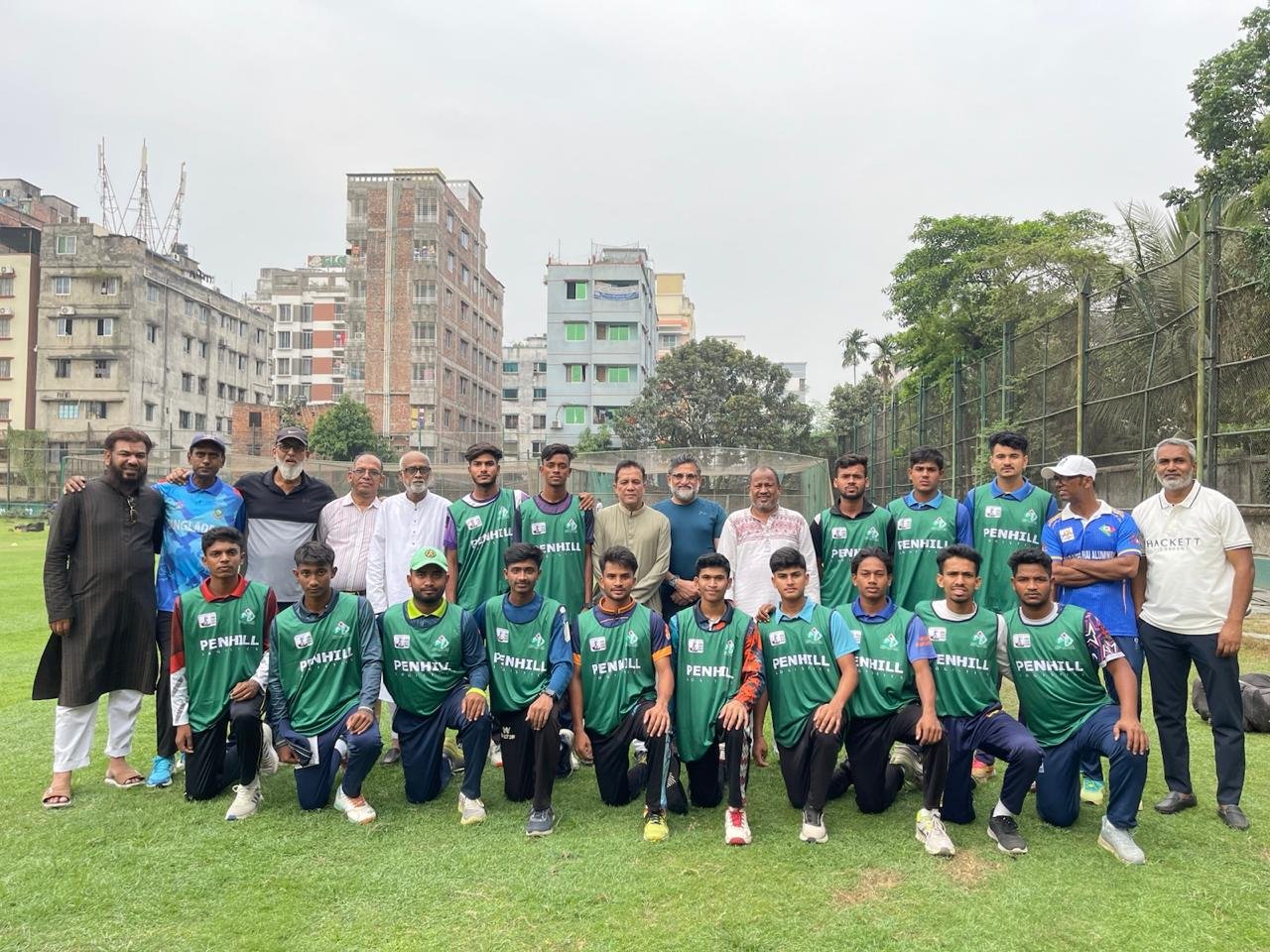 Club Members with ESS Cricket Team at Practice field